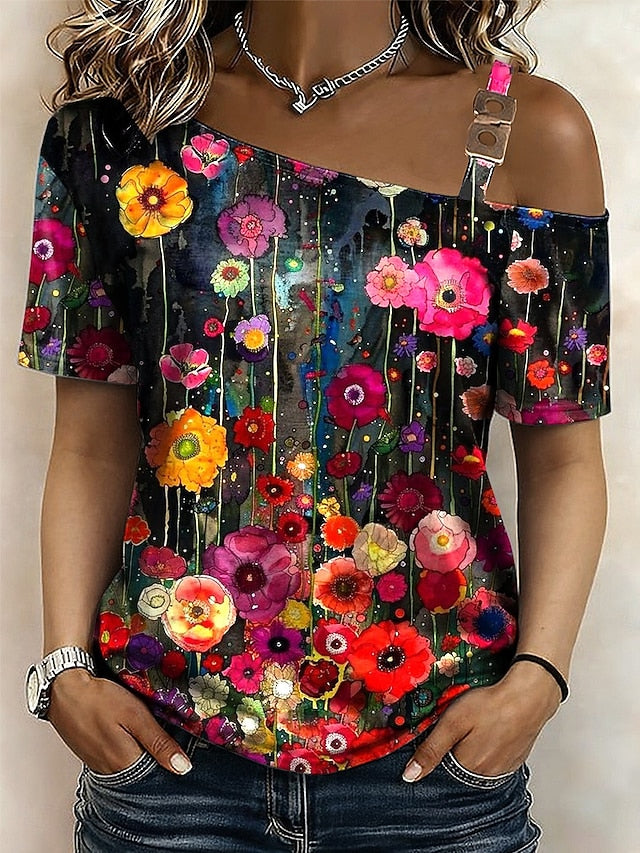 Women's T Shirt Tee Top Print Floral Graphic Plants Vintage