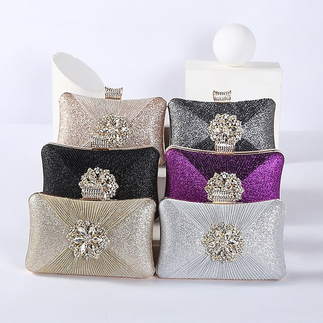 Strap Gold Bag Chain with Clutch Women's Rhinestone Elegant