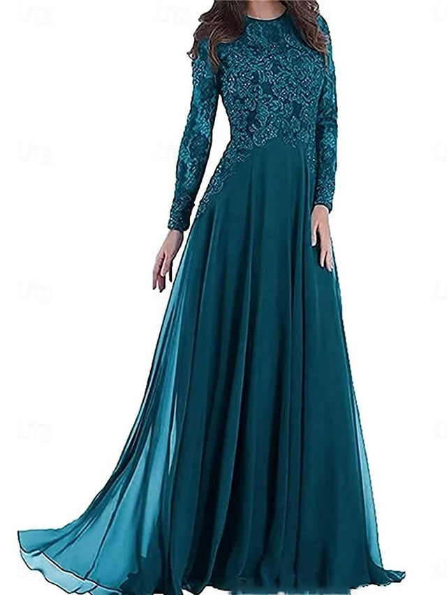 Elegant the Mother Party Floor Crew of Bride Neck Dress A-Line