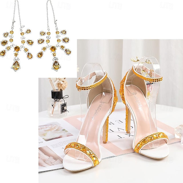Matching Stiletto Green Ankle Heels Rhinestone Women's with