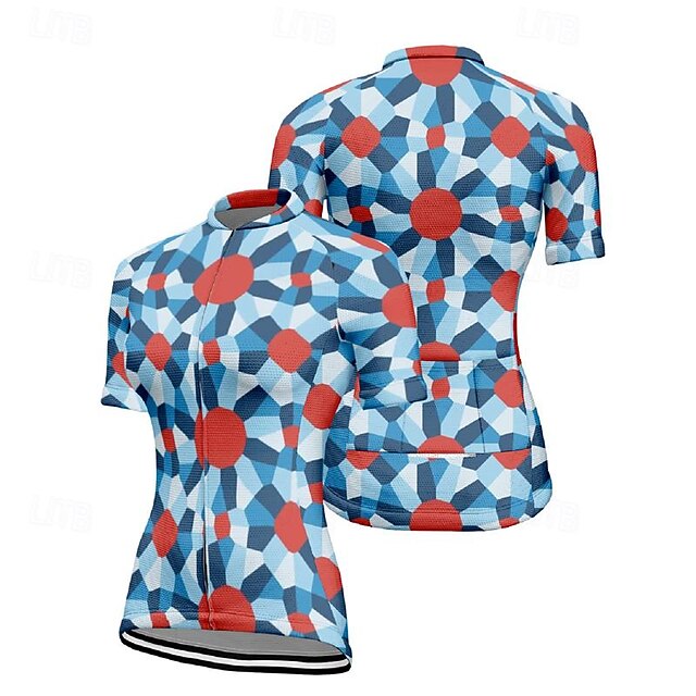Women's Cycling Jersey Geometic Short Sleeve Bike Tee