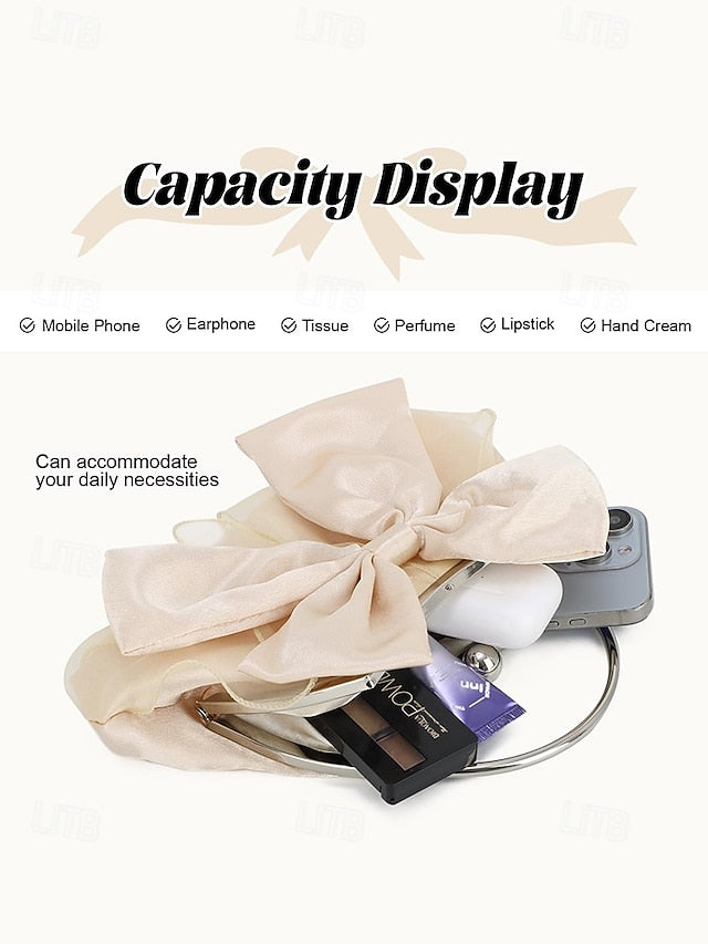 Evening Bag – Satin Clutch Women's Pearl Bow Elegant