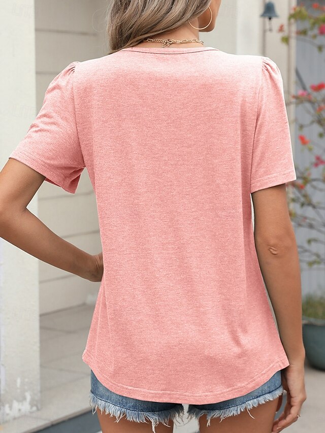 Women's T Shirt Tee Top Ruched Plain Fashion Stylish