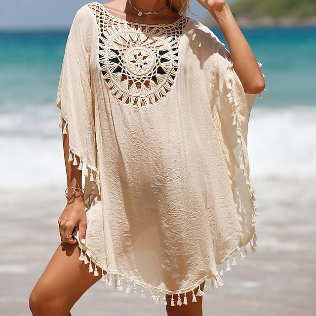 Women's Swimwear Cover Up Swim Dress Swimsuit Crochet