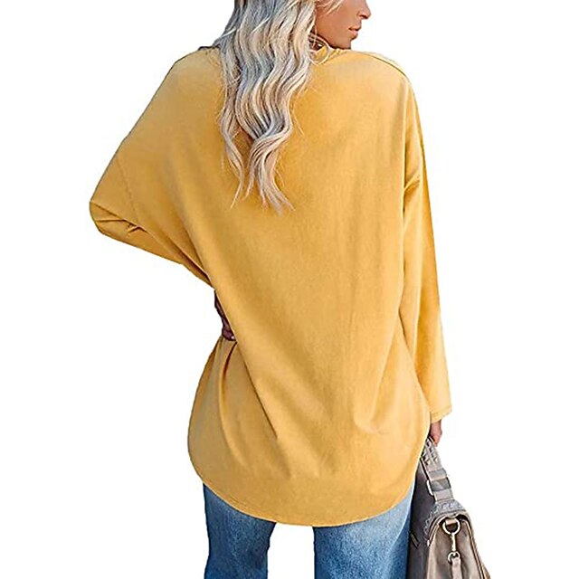 Women's T Shirt Plain Basic Long Sleeve V Neck Regular Tops