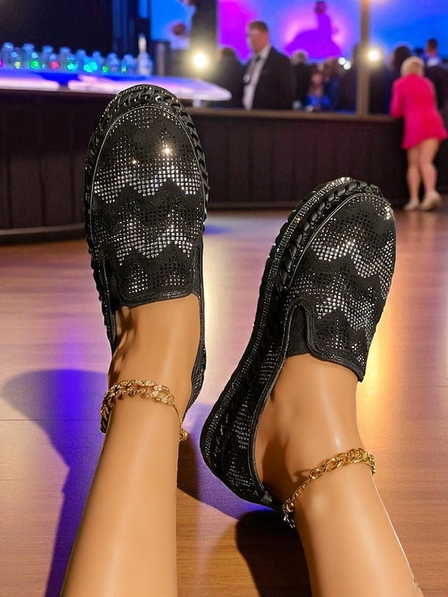 Slip-On Platform Women's Mesh Sneakers with Glitter