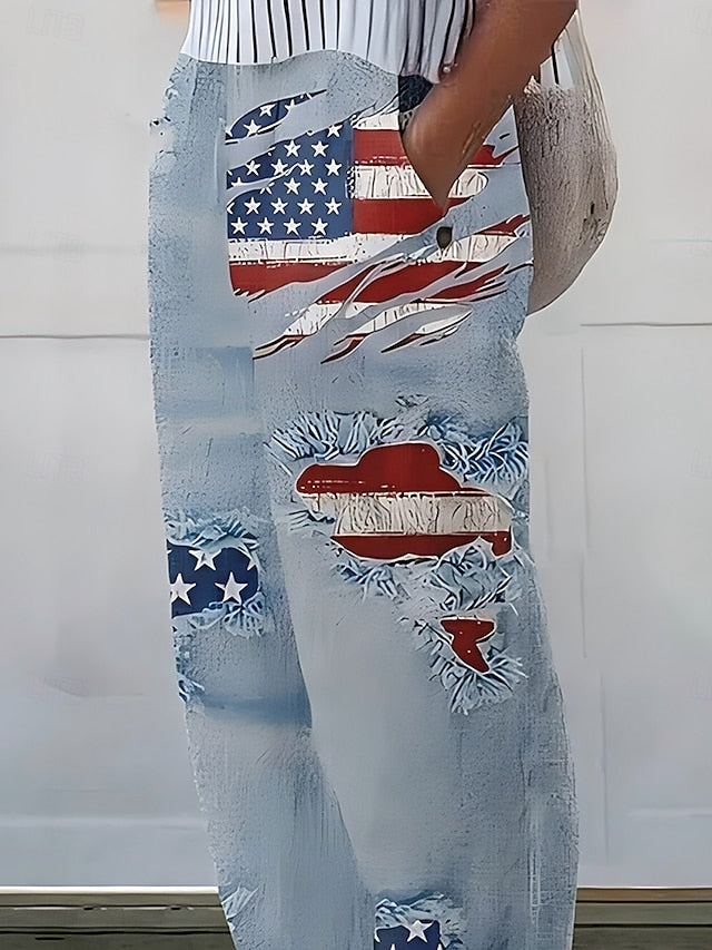 American Independence Day Women's Shirt Linen Like
