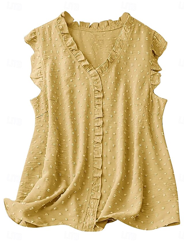 Women's Blouse Camisole Tank Top Ruffle Patchwork Solid