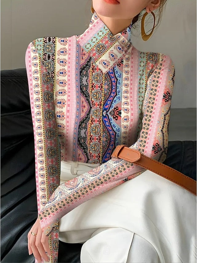 Women's Tunic T Shirt Elegant Bohemia Vintage Long Sleeve