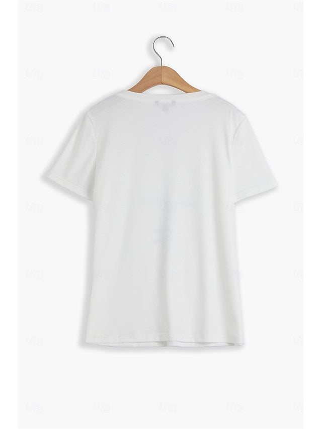 Women's T shirt Tee Black White Gray Graphic Letter Print