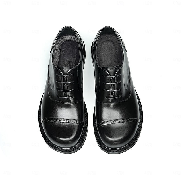 Leather Oxford Shoes- Genuine Cap First Men's Toe
