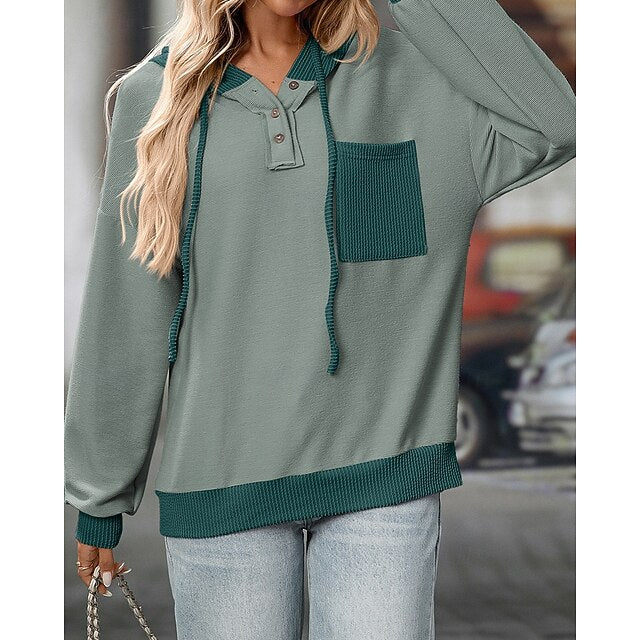 Women's Pullover Sweatshirt Casual Hoodies Drawstring with