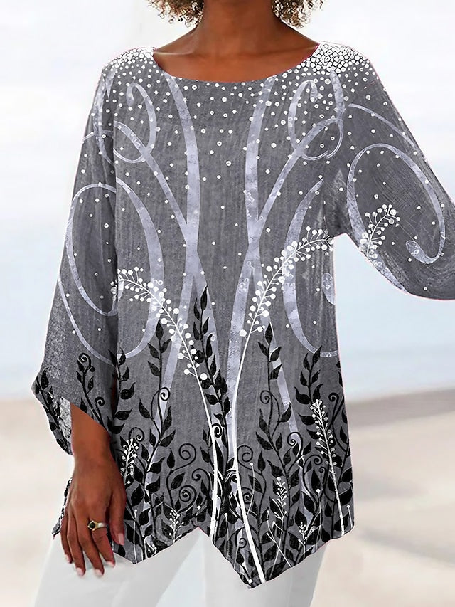 Women's Blouse Long Sleeve Asymmetrical Hem Chiffon Daily