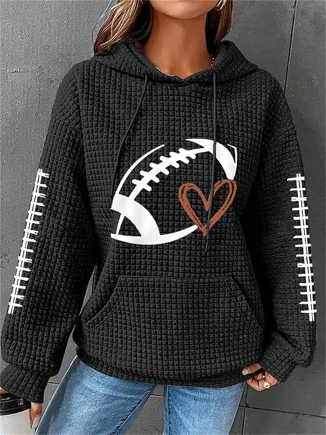 Women's Oversized Sweatshirt Pullover Textured Football