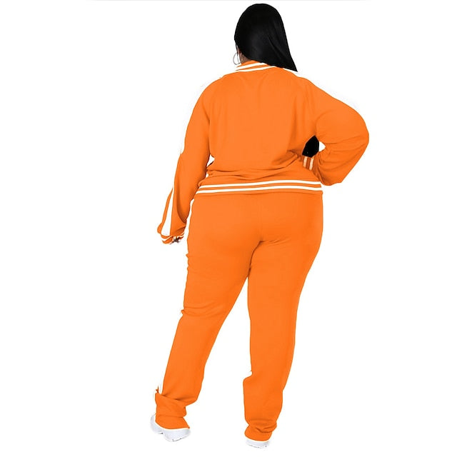 Women's Tracksuit Sweatsuit Drawstring 2 Piece Striped