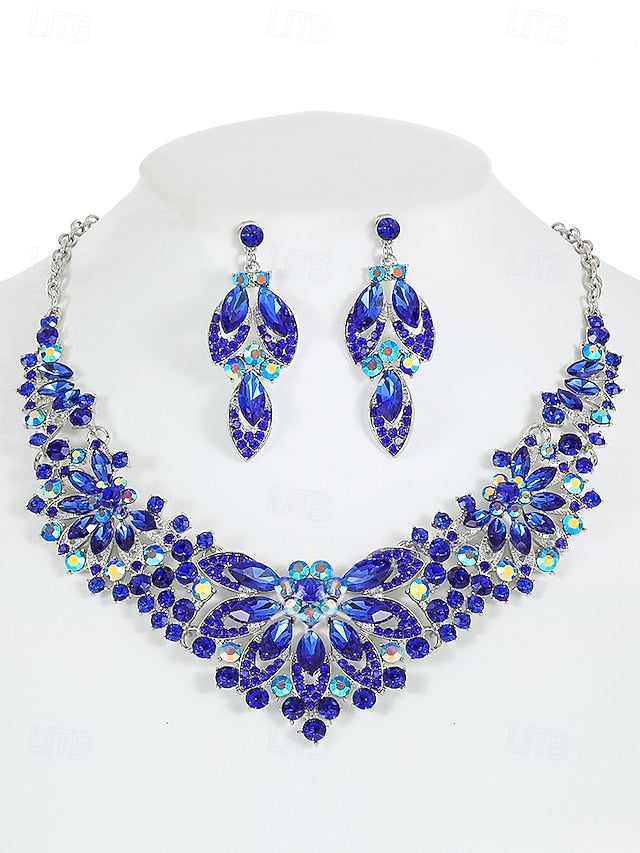 Elegant Set – Jewelry Statement Necklace Crystal Green
