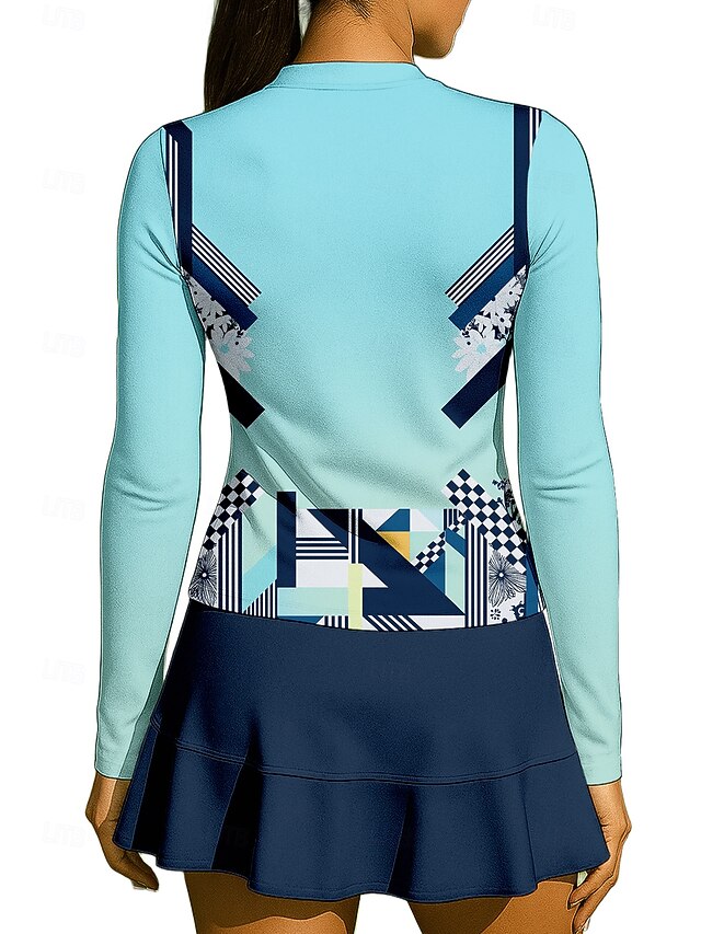 Women's Geometric Gradient Sport Shirt Tennis Shirt Tennis