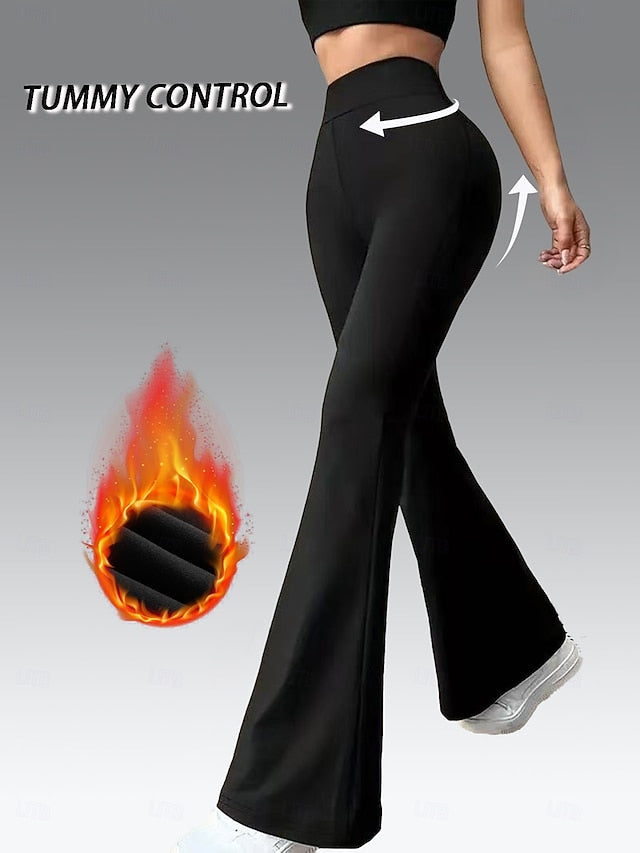 High waisted and hip lifting flared pants with plush insulation