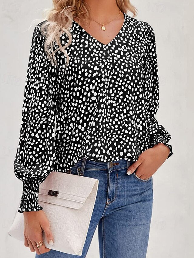 Women's T Shirt Print Floral Casual Long Sleeve V Neck