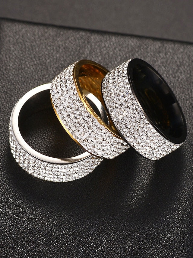 with Full Band Rings Rhinestone Wide Men's Pave