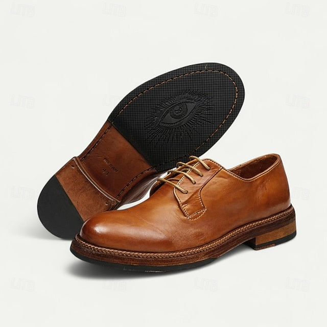Clean Goodyear Derby with Shoes Leather and Welt Men's Tan