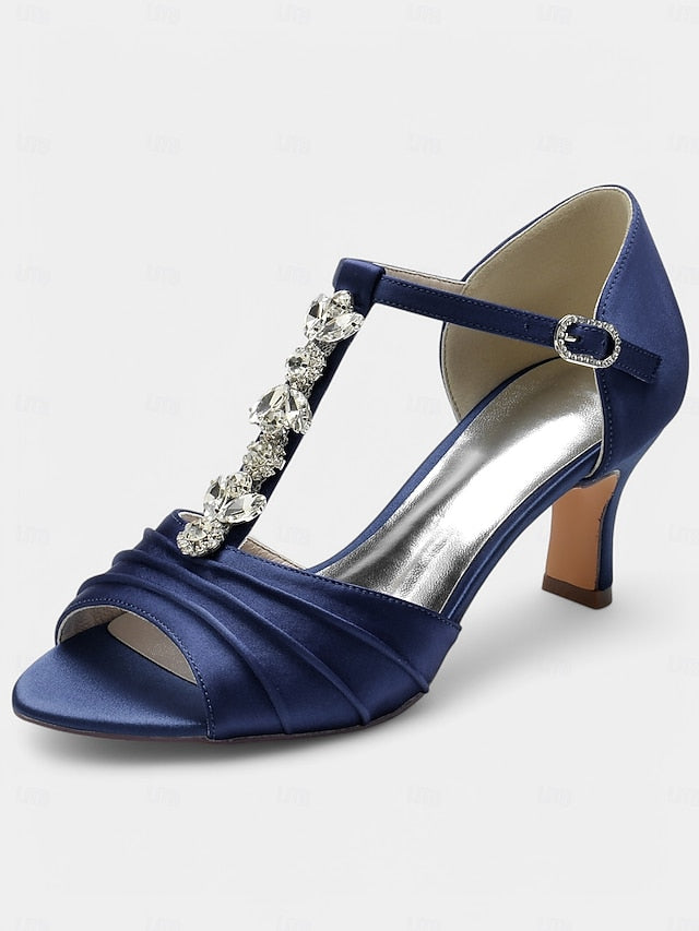 Detail Bridal Crystal Open-Toe Satin with – White Heels