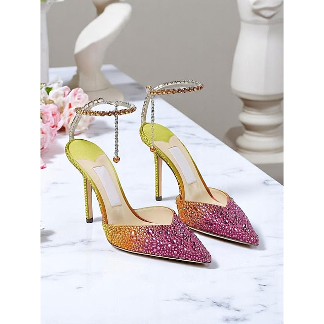 Crystal with - Women's Heels Gradient Stiletto Slingback