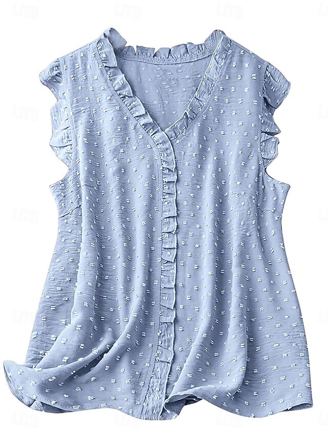 Women's Blouse Camisole Tank Top Ruffle Patchwork Solid
