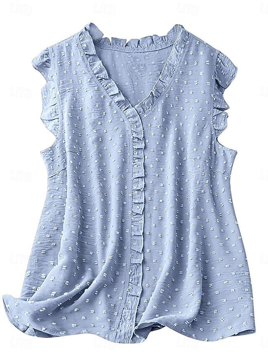 Women's Blouse Camisole Tank Top Ruffle Patchwork Solid