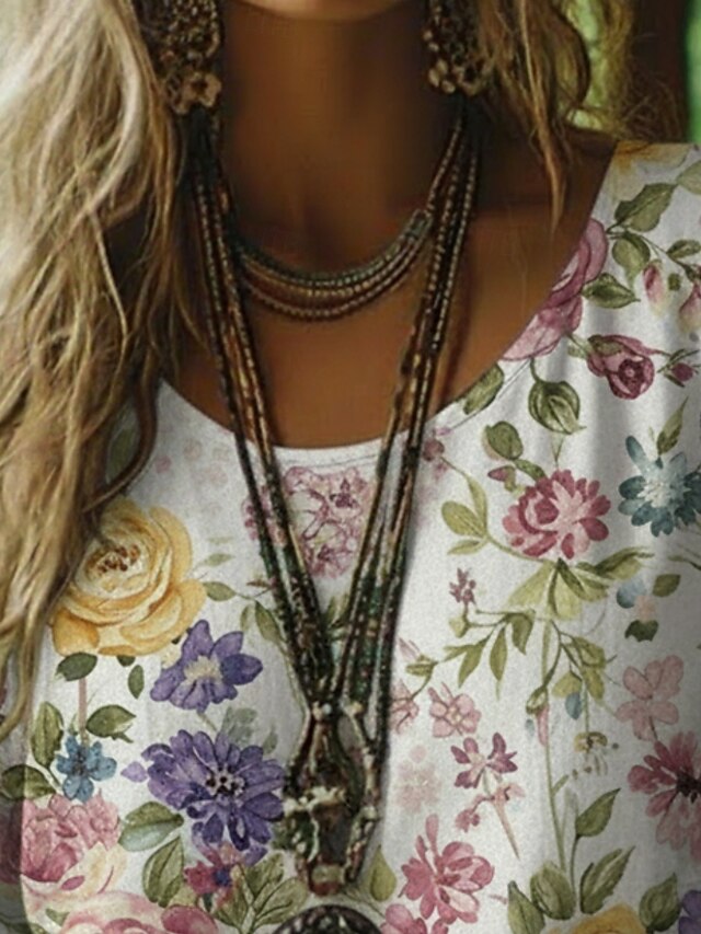 Women's Boho Shirt Boho T-shirt T Shirt Tee Top Print