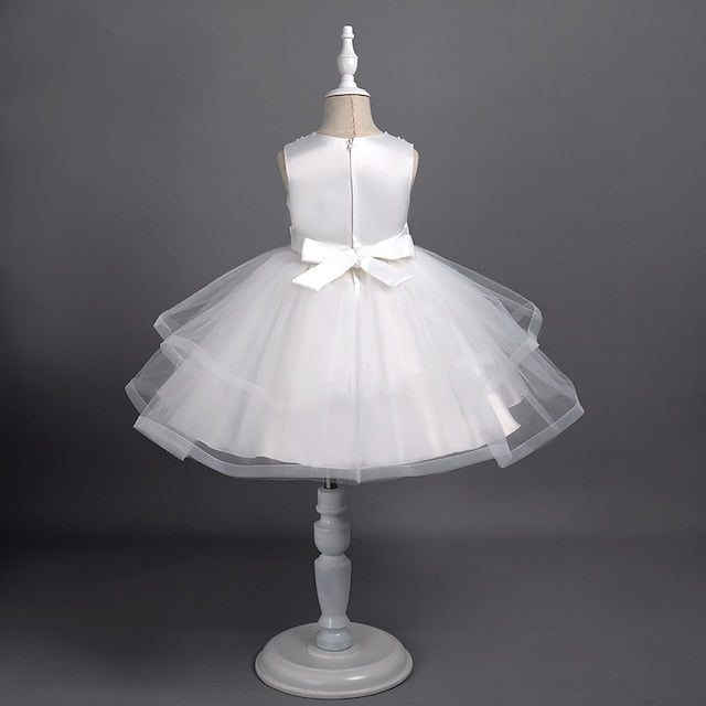 Dress Sleeveless Girls' Solid Color Party Toddler