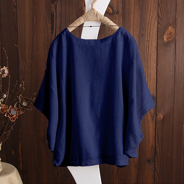Women's T Shirt Blouse Plain Vintage Streetwear Half Sleeve