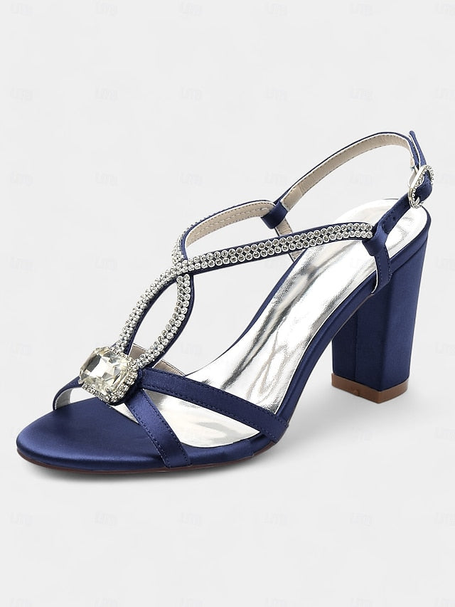 Sandals Elegant – Satin Rhinestone Royal Women's Blue