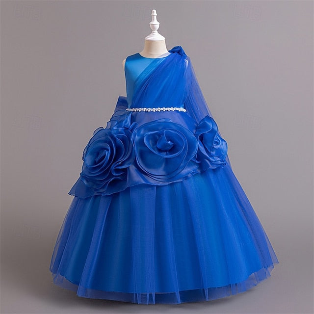 Party Cosplay Solid Dress Girls' Color Kids