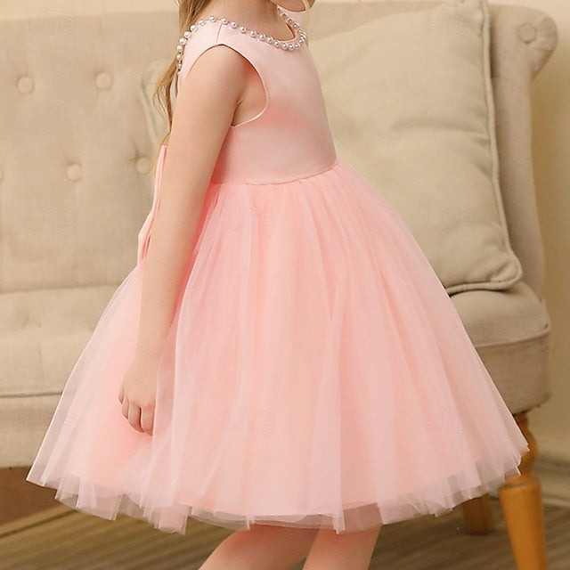 Wedding Dress Color Solid Sleeveless Party Kids Girls'