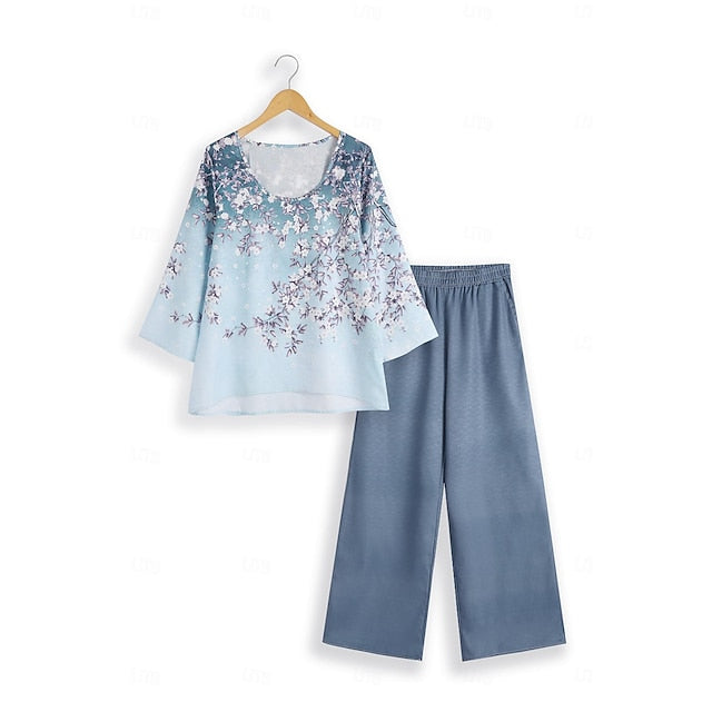 Women's 2 Pieces Elegant Fashion Streetwear Shirt Pants