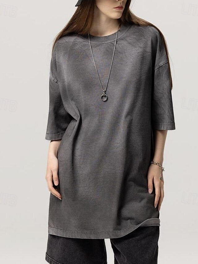 Women's Tee 100% Cotton Vintage Washed Tops Vintage Washed