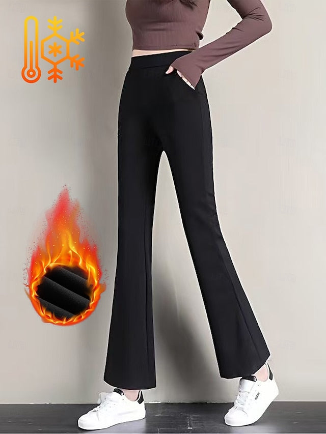 Autumn and winter warm micro flared pants women's new high