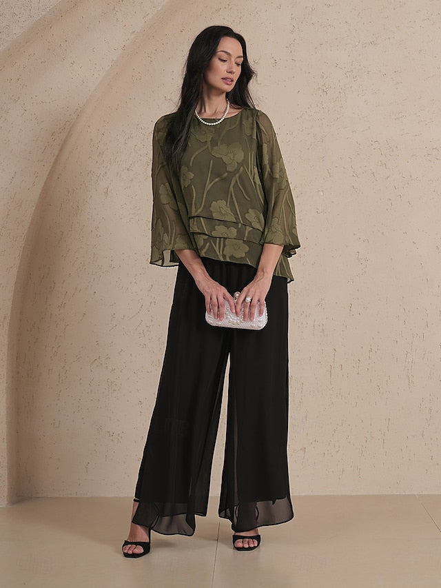 Women's Sheer Blouse Chiffon Tops Lace Asymmetric Hem