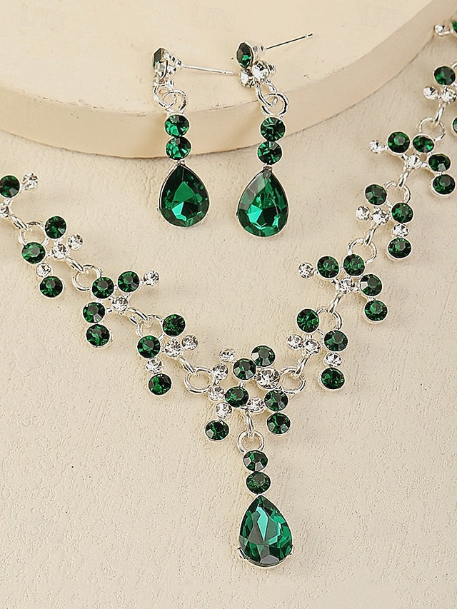 Sparkling Tiara Crown Necklace Diamond Set and – Gold-Plated