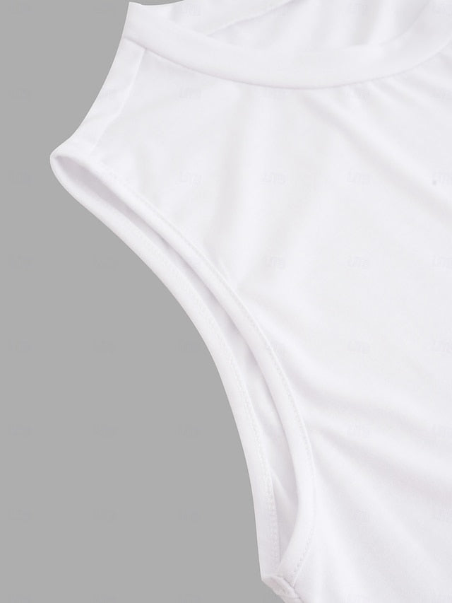 Women's Camisole Tank Top Sleeveless Round Neck White