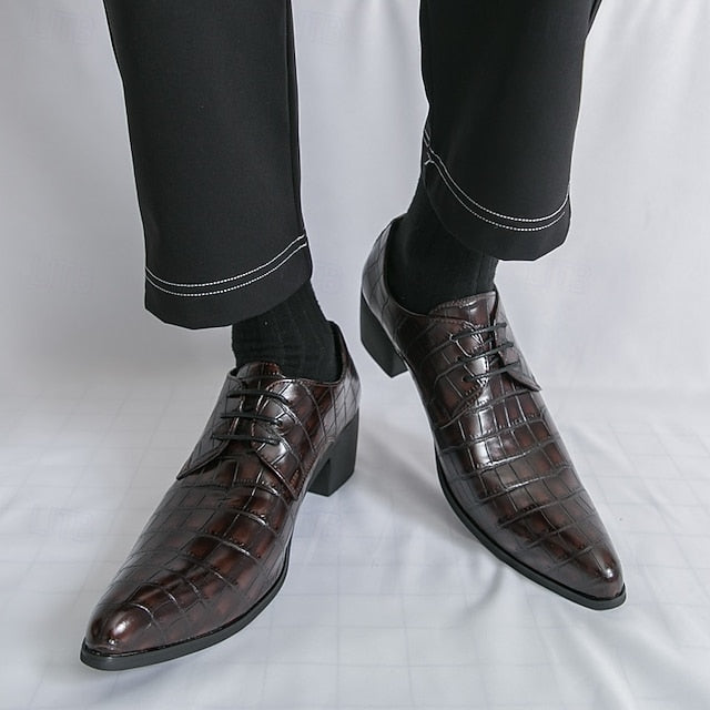 Faux – Crocodile Red Leather Shoes Pattern Men's