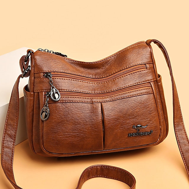 Kunstleder Damen Schultertasche mit mehreren Taschen - Umhängetasche