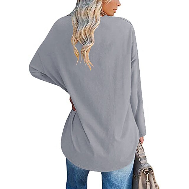 Women's T Shirt Plain Basic Long Sleeve V Neck Regular Tops