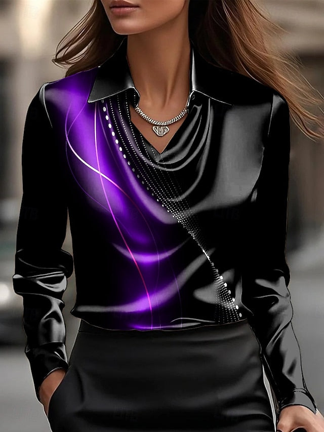 Women's Shirt Ruched Draped Ombre Graphic Geometric Elegant
