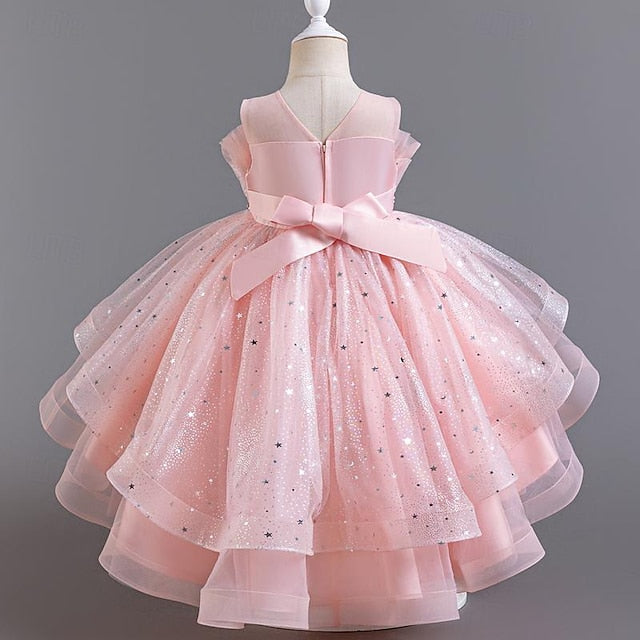 Girl Kids Party Girls' Sequin Sleeveless Flower Dress