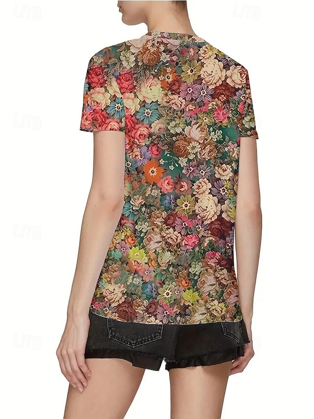 Women's T Shirt Summer Tops Print Floral Graphic Classic
