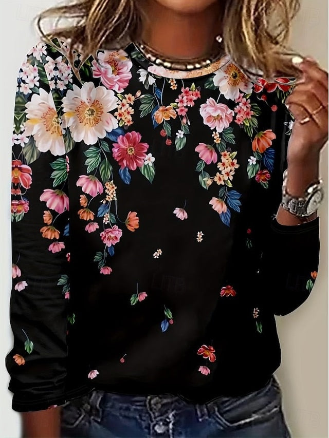Women's T Shirt Print Floral Graphic Plants Bohemia Vintage