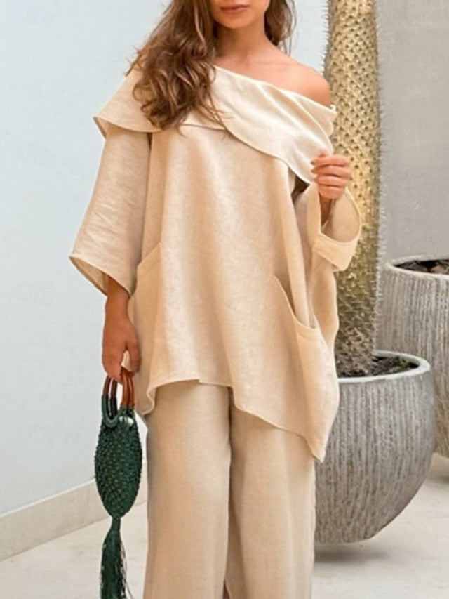 Women's Shirt 100% Cotton Pocket Plain Basic Modern Long
