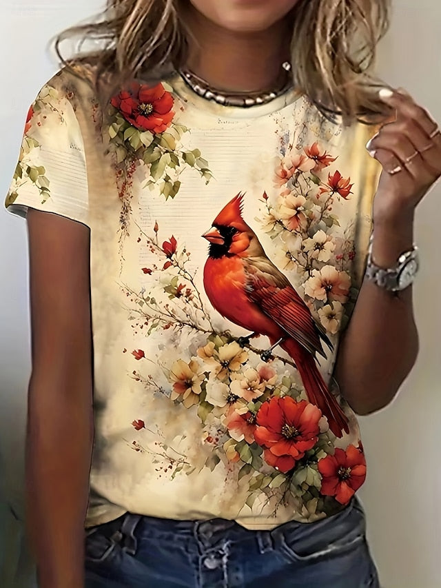 Women's T Shirt Print Graphic Animal Plants Vintage Stylish